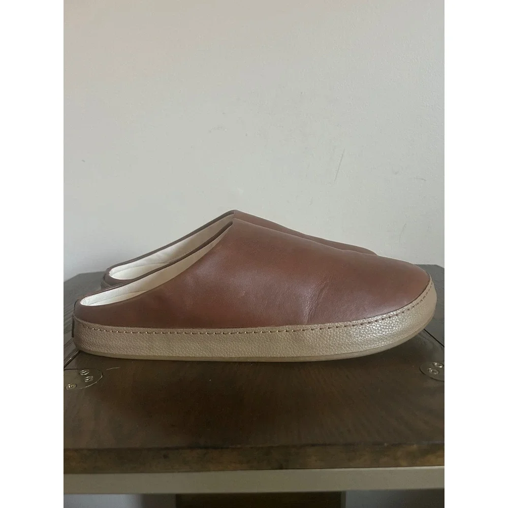 Olukai Hamani Brown Leather Mules Slip On Men's Size 13